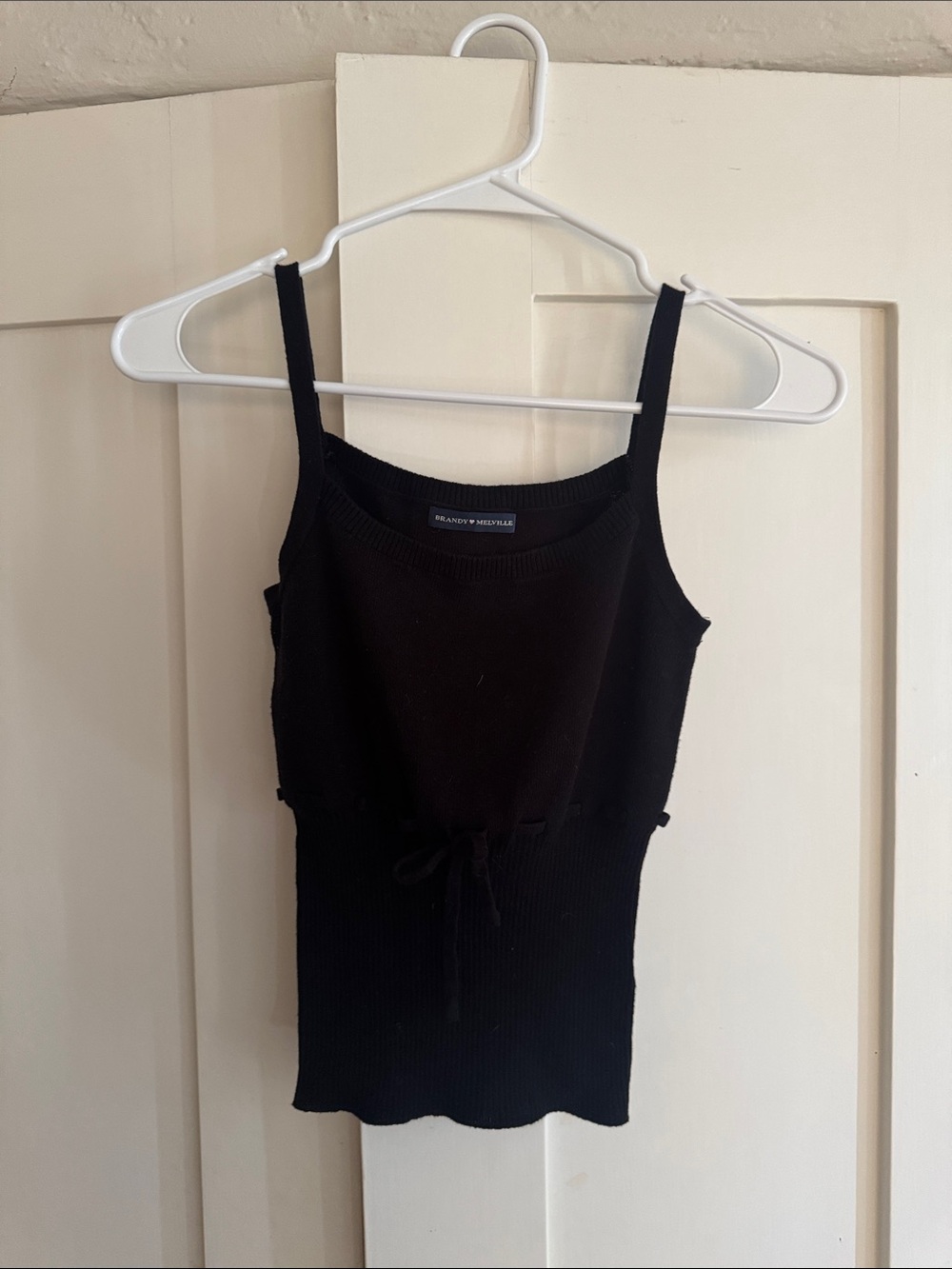 Brandy Melville Black Ribbed Tie-Front Camisole